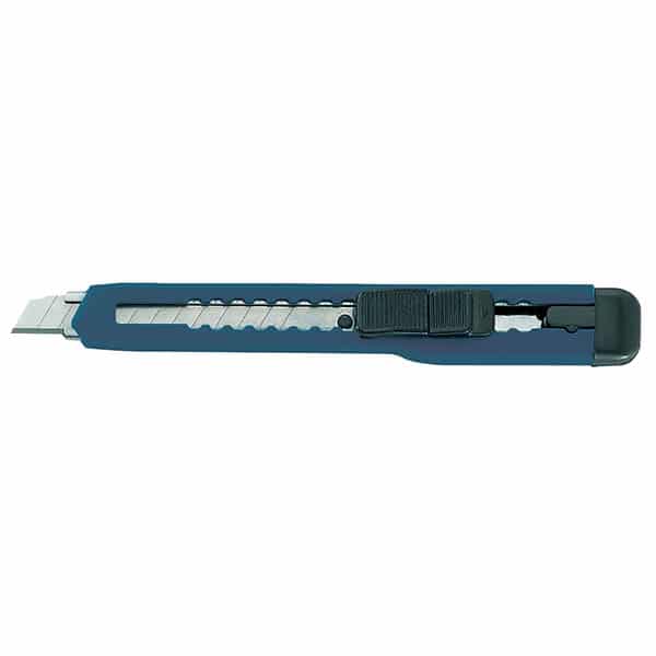 Cutter Plastique Guide Métallique 9 mm – Cutter Plastique Guide Métallique 9 mm. Bloquage automatique de la lame. Présentation libre-service. – Ciret