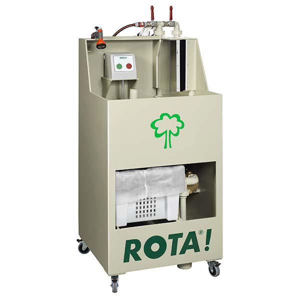 Station de Nettoyage ROTACLEAN – Station de nettoyage écologique d’outillage à peindre et de recyclage de l’eau. Nettoyage par pression d’eau de nombreux outils utilisés par des peintres. Élimine tous les résidus de peintures et colles* en phase aqueuse.